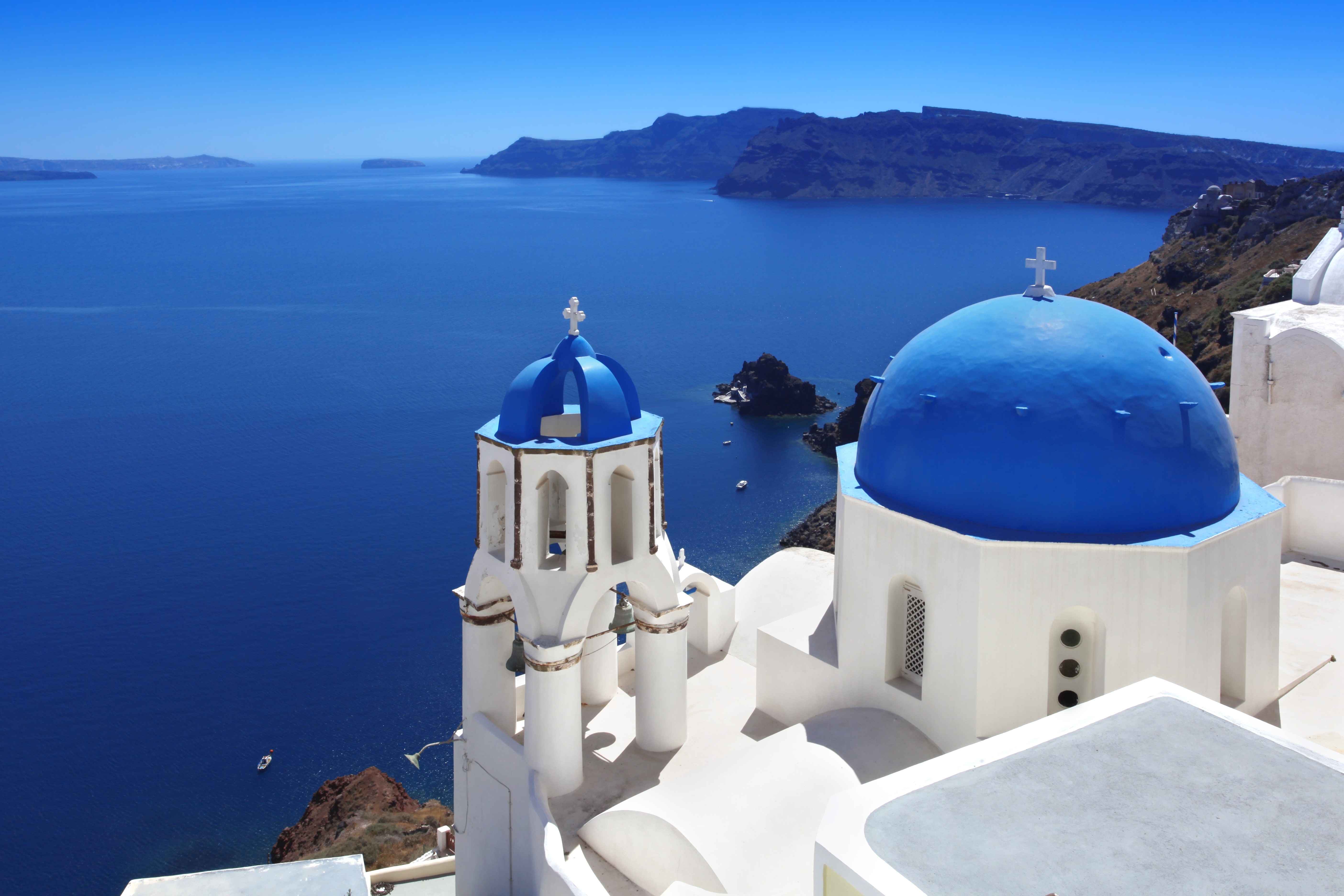 Santorini with Traditional Church in Oia Greece