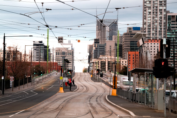 Tram tracks in Melboure city.