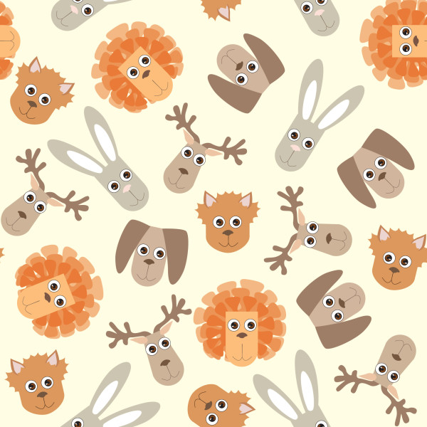 seamless background naive drawn toys rabbit dog lion cat elk