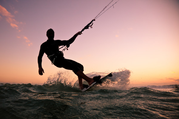 Kite boarding. Kitesurf freestyle