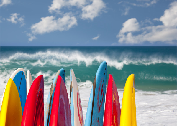 Surfboards at Lumahai beach Kauai
