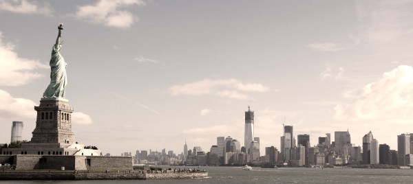 Panorama on Manhattan, NYC – sepia image