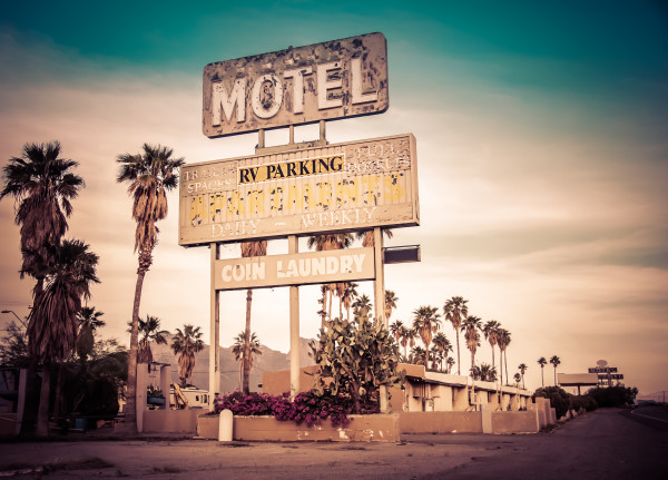 Roadside motel sign – decayed iconic Southwest USA