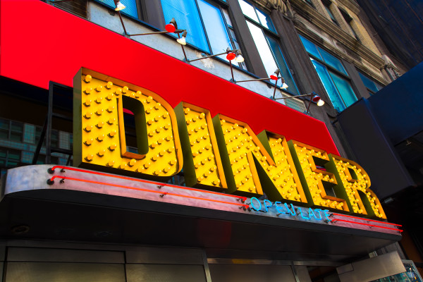 Vibrant and colorful retro diner sign