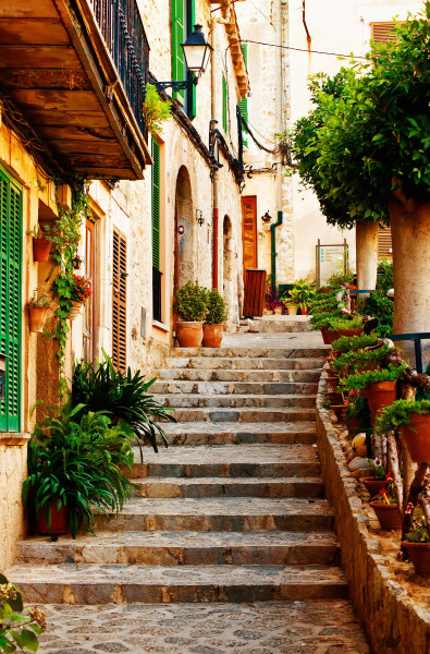 Street in Valldemossa village in Mallorca