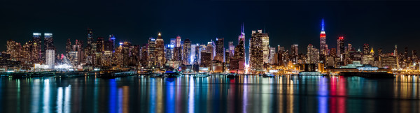 New York midtown panorama by night