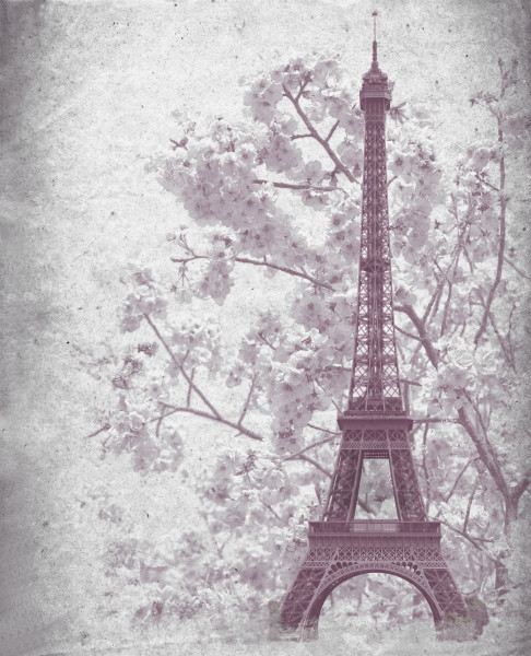 Retro poster of Eiffel tower from Paris, France