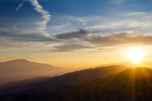 Sunset Over Mountain Range