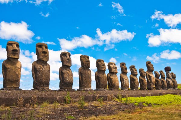 Moais in Ahu Tongariki, Easter island (Chile)