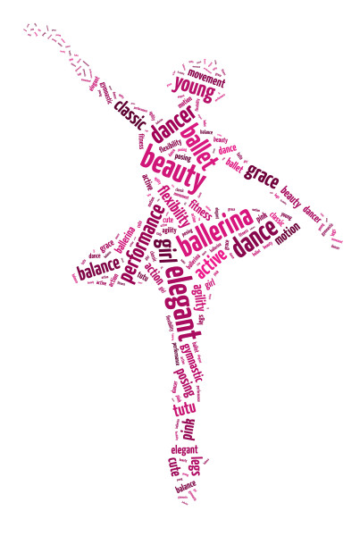 Words illustration of a ballet dancer in white background