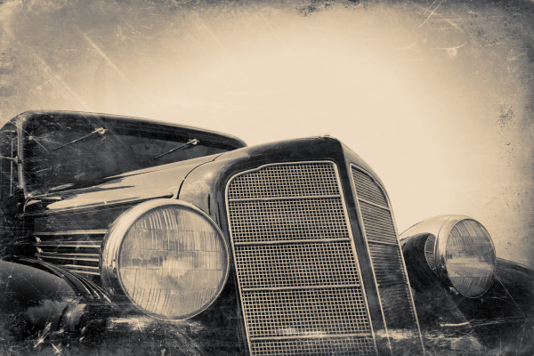 fragment of old car, vintage stylized