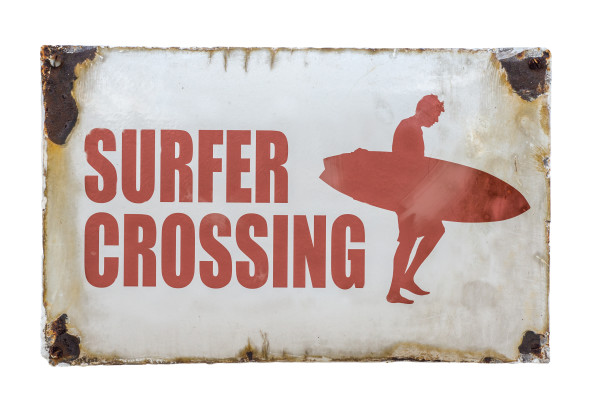 Vintage Surfer Crossing Sign