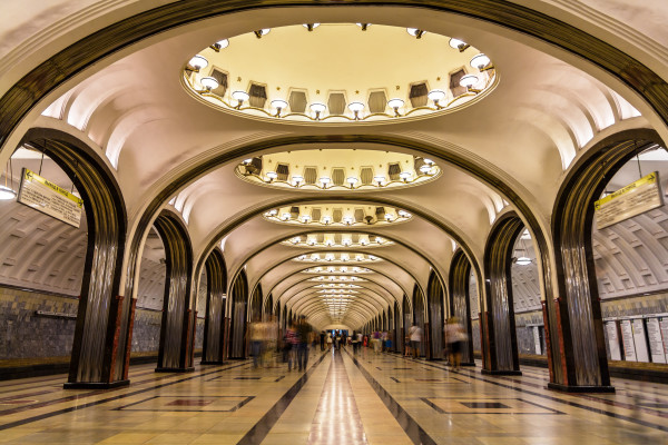 Mayakovskaya metro station in Moscow, Russia