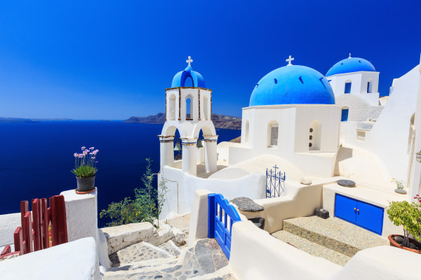 The village of Oia in Santorini, Greece