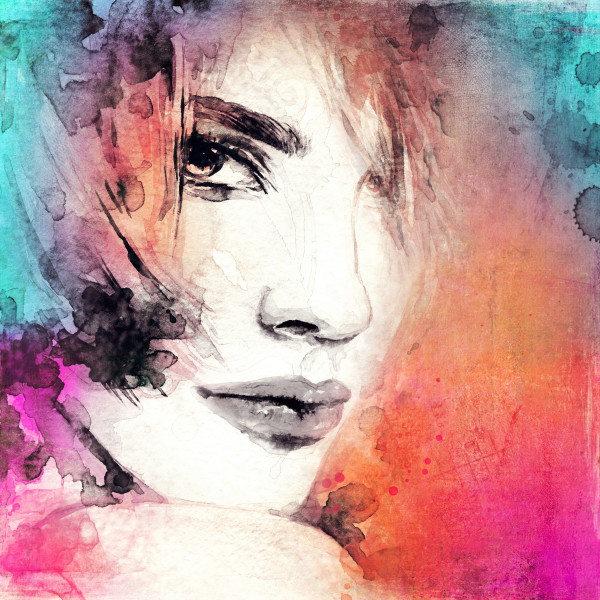 Woman face. Hand painted fashion illustration