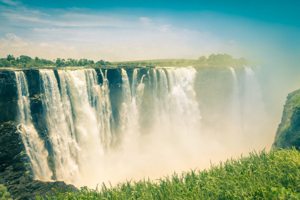 Vintage postcard of Victoria Waterfalls – Natural wonder of Zimb