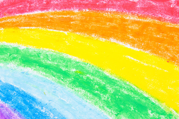 Child’s rainbow crayon drawing