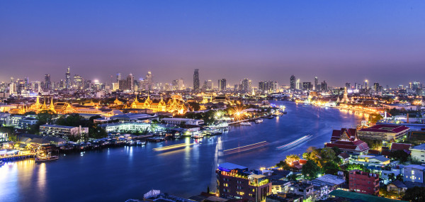 Grand palace at twilight in Bangkok, Thailand