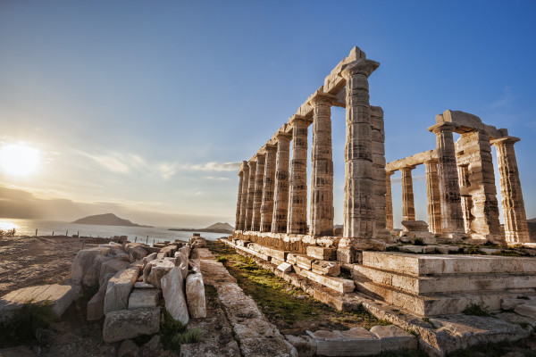 Greek temple Poseidon,  Cape Sounion in Greece