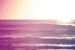 Vintage summer sunrise surfing