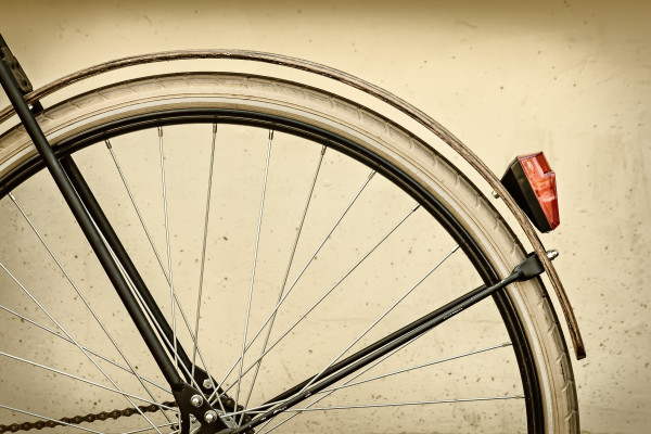 Retro styled image of a bicycle rear wheel