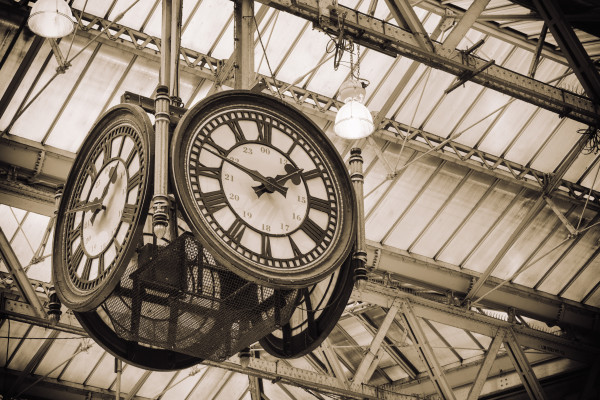 iconic old clock Waterloo Station, London