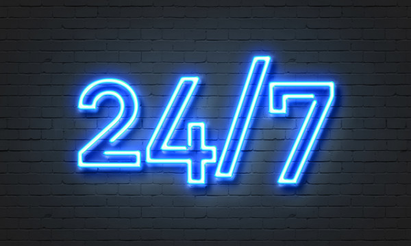 24/7 open concept neon sign