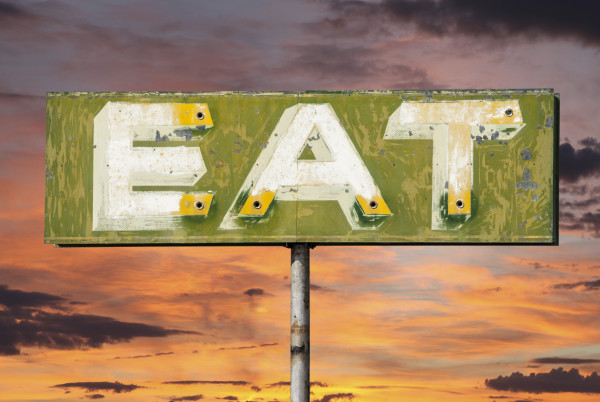 Faded Vintage Eat Sign Sunset