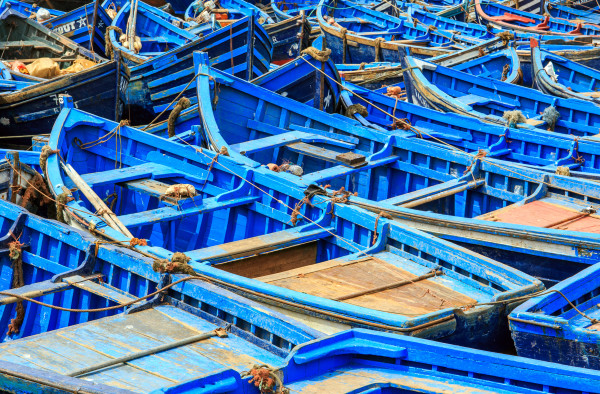 Blue boats of Essaouira, Morocco