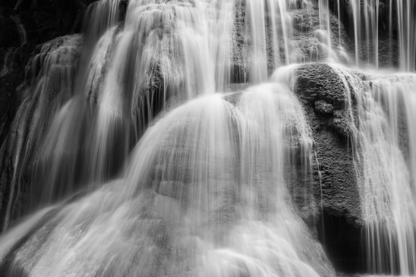 weir on the waterfall black and white