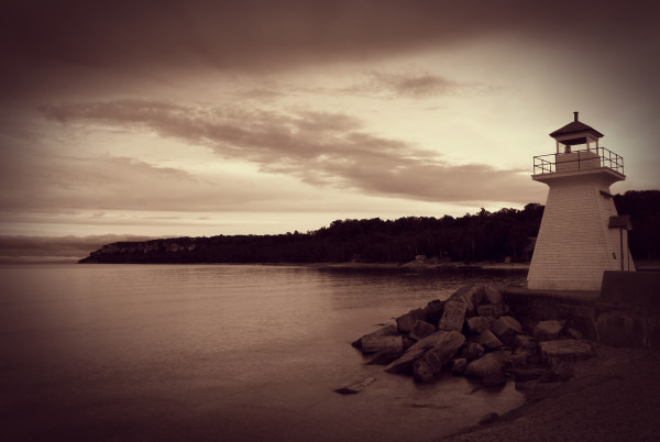 Sepia Toned Lighthouse on Coastline