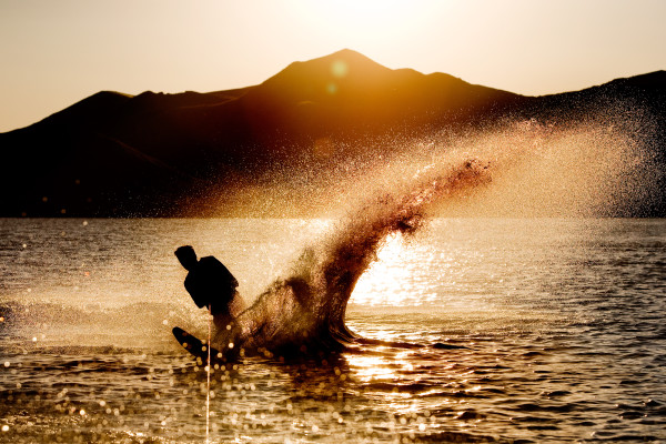 Silhouette of a water skier