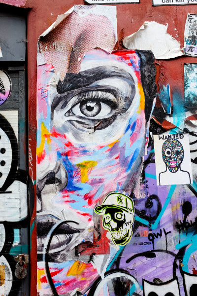Abstract womans face graffiti, Brick Land, London