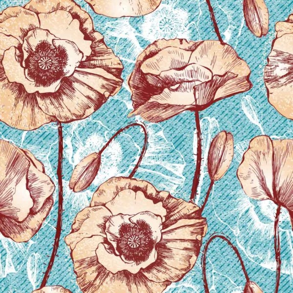 Vintage Poppy Flowers 8863 - Custom Wallpaper