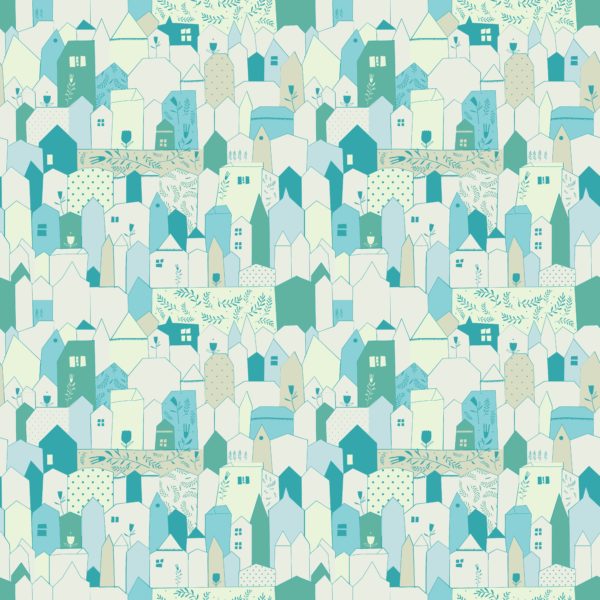 Seamless pattern. Figure cities in vintage style.