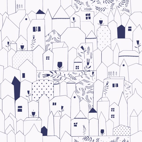 Seamless pattern. Figure cities in vintage style.