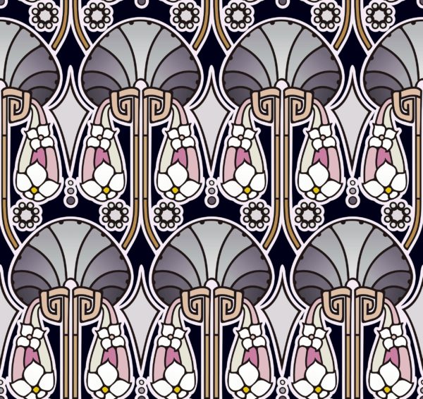Pearl tones art nouveau wallpaper