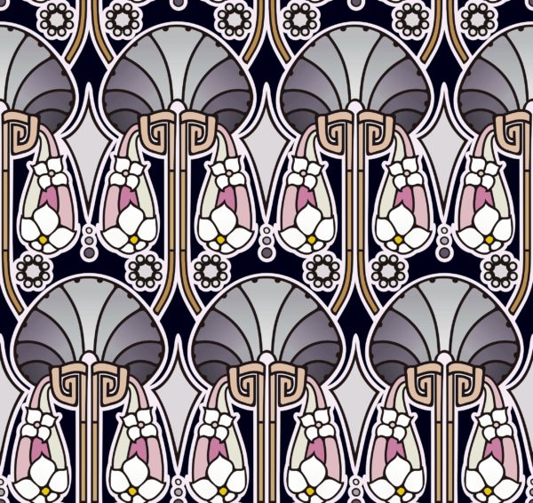 Pearl tones art nouveau wallpaper