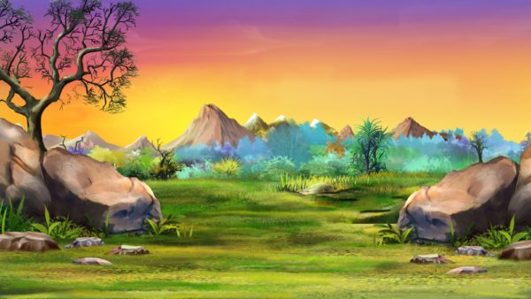 Lion King Landscape with big stones and mountains