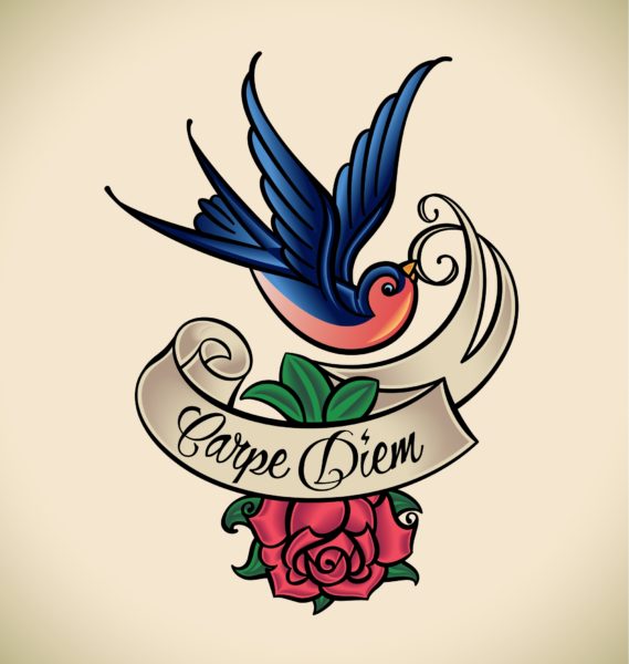 Swallow and rose, Carpe Diem