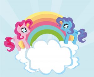 Cute unicorns and rainbow