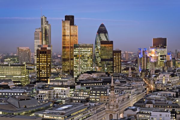 City of London at twilight