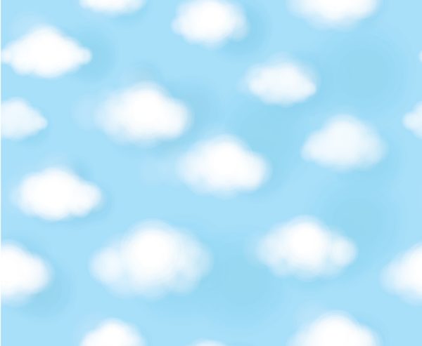 Puffy White Clouds over a Blue Sky