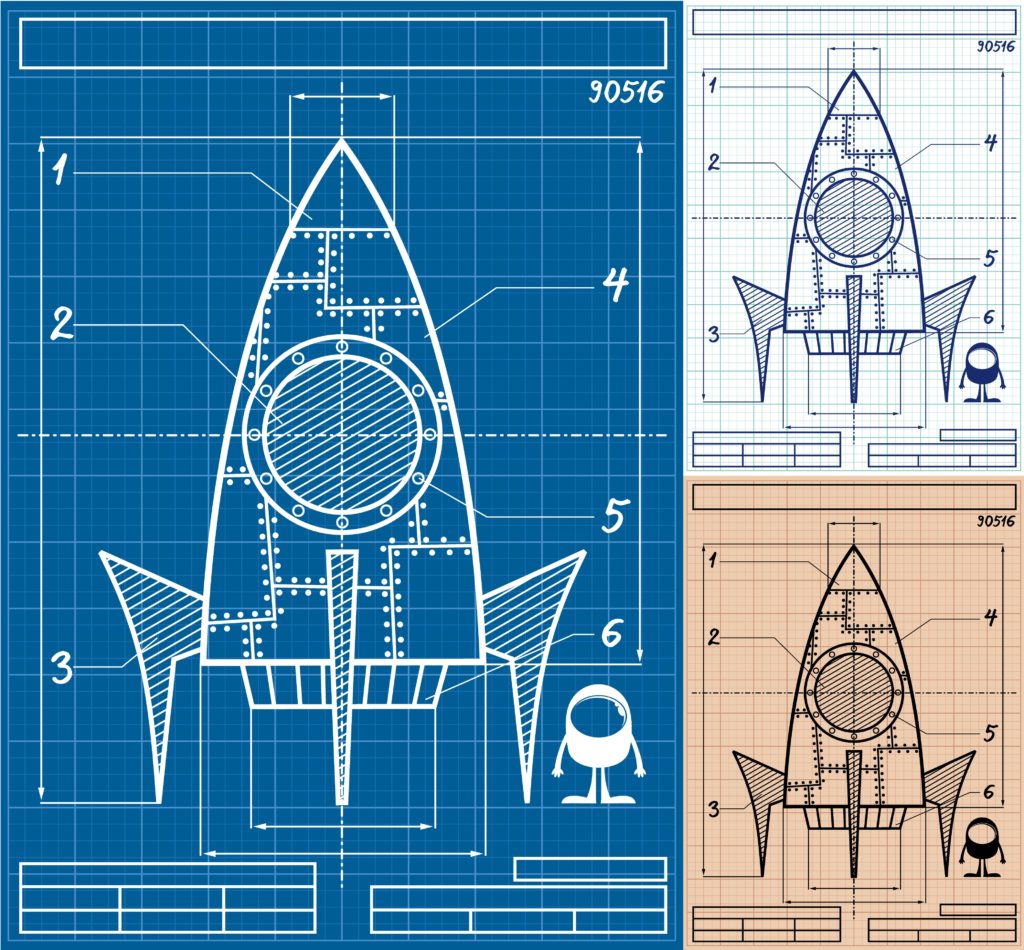 Rocket Blueprint Cartoon - Easy Lift Off Wallpaper - Custom Wallpaper