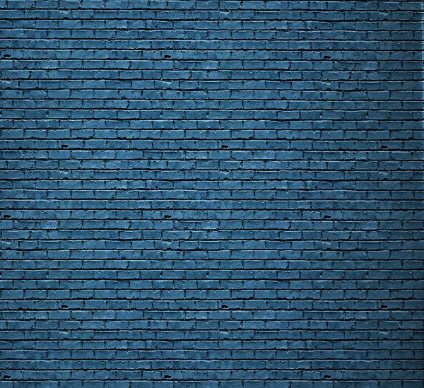 The interior design of empty living room and blue brick wall texture and staircase